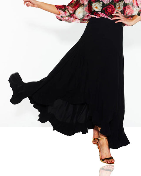 Black ruffle skirt for casual and semi-formal wear