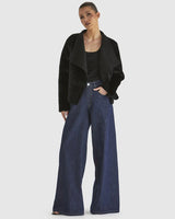 Behold Reversible Fur Jacket - Black