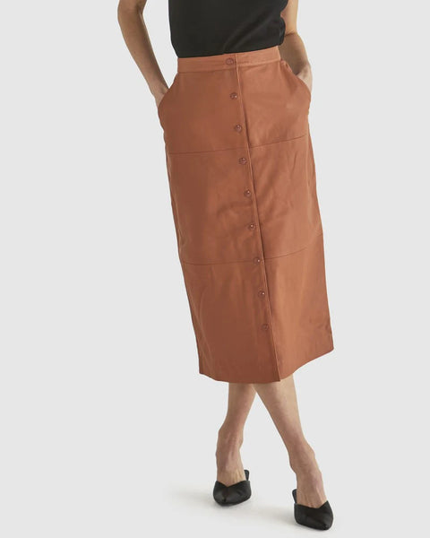 Airborne Leather Skirt - Tan Brown