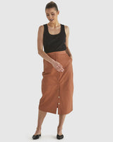 Airborne Leather Skirt - Tan Brown