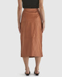 Airborne Leather Skirt - Tan Brown