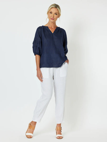 Sarah Linen Pant - White