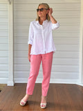 Sarah Linen Pant - Coral