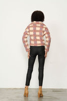 Plaid w/Large Collar Jacket - Pink