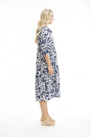 Hayman Collar Navy Midi Dress