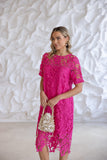 Guipure Lace Dress - Raspberry