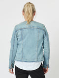 Collarless Denim Jacket - Denim