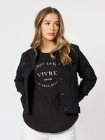 Collared Denim Jacket - Black