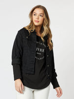 Collared Denim Jacket - Black