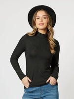 Chloe Mock Neck Skivvy - Black