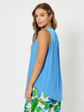 Tuxedo V-Neck Cami - Azure Blue