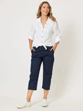 Santorini Cotton Crop Pant - Navy