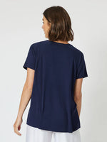 Sequin Patch Tee - Navy/Bronze