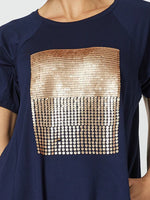 Sequin Patch Tee - Navy/Bronze