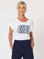 Applique Tee - White/Navy