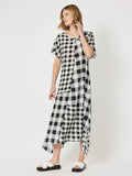 Medley Spliced Check Dress - Blk/Wht