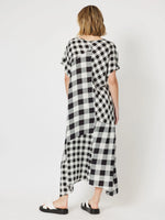 Medley Spliced Check Dress - Blk/Wht