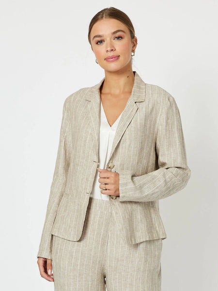 Marseille Stripe Linen Jacket - Natural