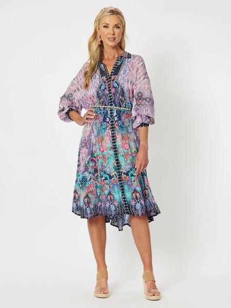 Meru Border Print Dress - Multi