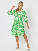 Evergreen Cotton Print Shirt Dress - Apple