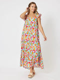 Monet Print Tiered Maxi Dress