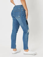 Sofia Patch Slim Leg Jean - Denim