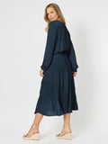 Luxe Shirred Skirt - Navy