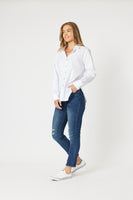 Jana Rib Cuff Poplin Shirt - White