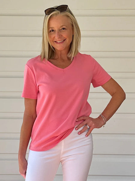 V Neck Tee - Coral