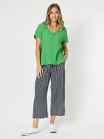 Stripe Wide Leg Pant - Navy