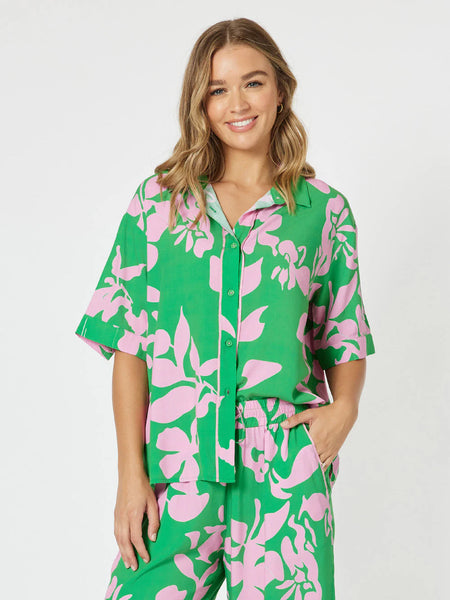 Spring Print Shirt - Emerald