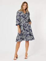 Emily Print Dress - Navy