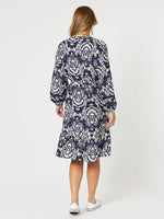 Emily Print Dress - Navy