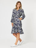 Emily Print Dress - Navy