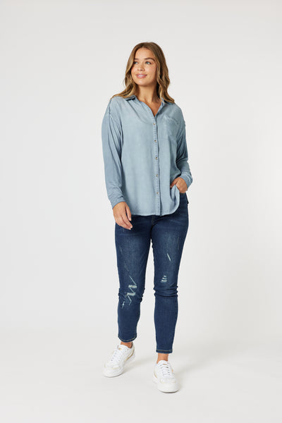 Paige Washed Shirt - Blue