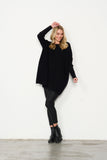 Ribbed Knit Swing Style Tunic - Black