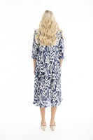 Hayman Collar Navy Midi Dress