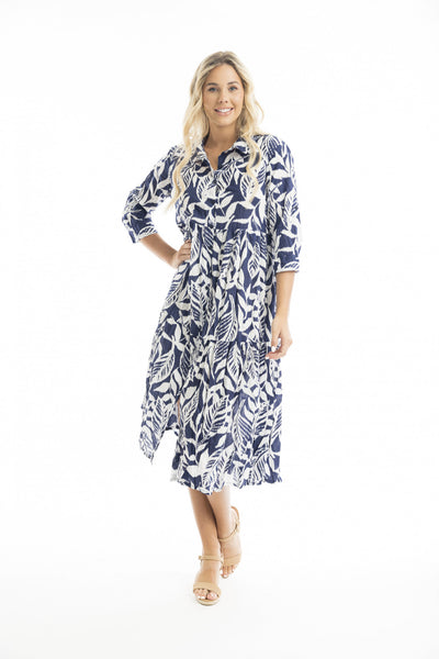 Hayman Collar Navy Midi Dress