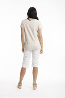 Essentials V Neck Tee - Sand