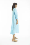 Linen Shirt Dress - Sky