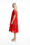 Cotton Layered Midi Dress - Scarlet