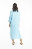 Linen Shirt Dress - Sky