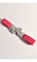 Diamante Bow Stretch Belt - Pink