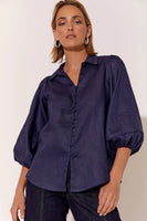 Esther Linen Shirt - Navy