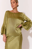 Etta Satin Top - Olive