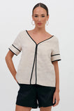 Juniper Contrast Top - Natural