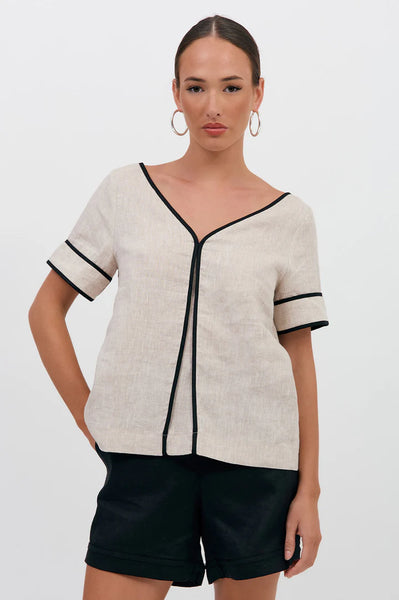 Juniper Contrast Top - Natural