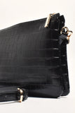 Sadie Croc Crossbody Bag - Black