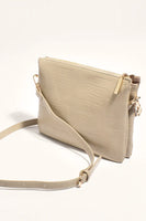 Sadie Croc Crossbody Bag - Cream