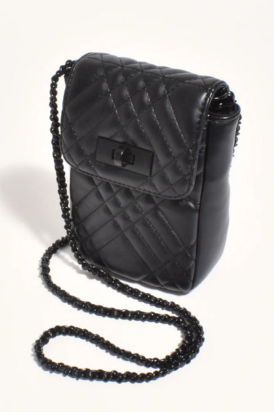 Prudence Quilted Crossbody Bag - Black